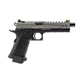 Réplique de pistolet Hi-Capa 5.1 SPLIT Gris/Noir 1,0J de Vorsk avec culasse split métal, grip texturé, visée fibre optique et chargeur
