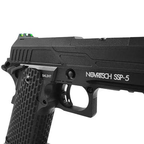 Hi-Capa SSP5 Novritsch 4.3 airsoft gun avec une capacité de 31 BB, puissance de 1J à 1.5J, et support technique basé à Vienne