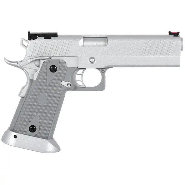 Hi-capa R609 VII PRO Gaz SILVER de Army Armament, réplique airsoft 2011 en métal et polymère, avec chargeur de green gas, blowback et numéro de série.