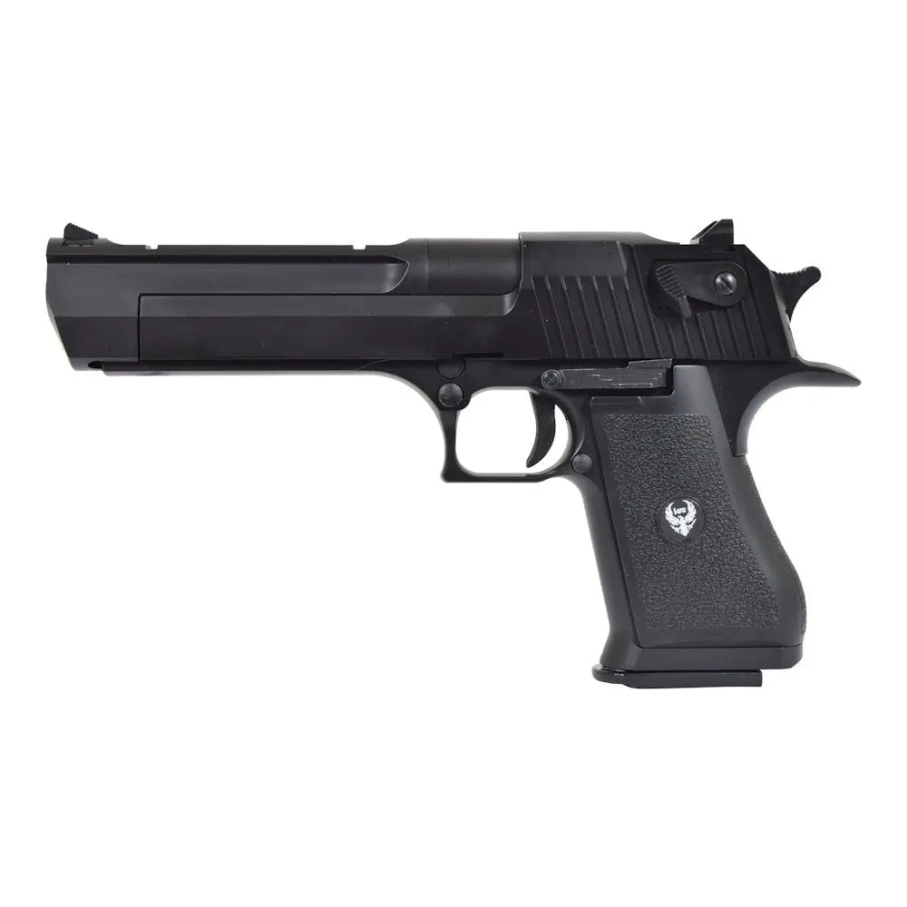 Pistolet à gaz HFC Desert Eagle noir, construction en résine ABS, avec hop-up réglable et chargeur métal de 27 tours