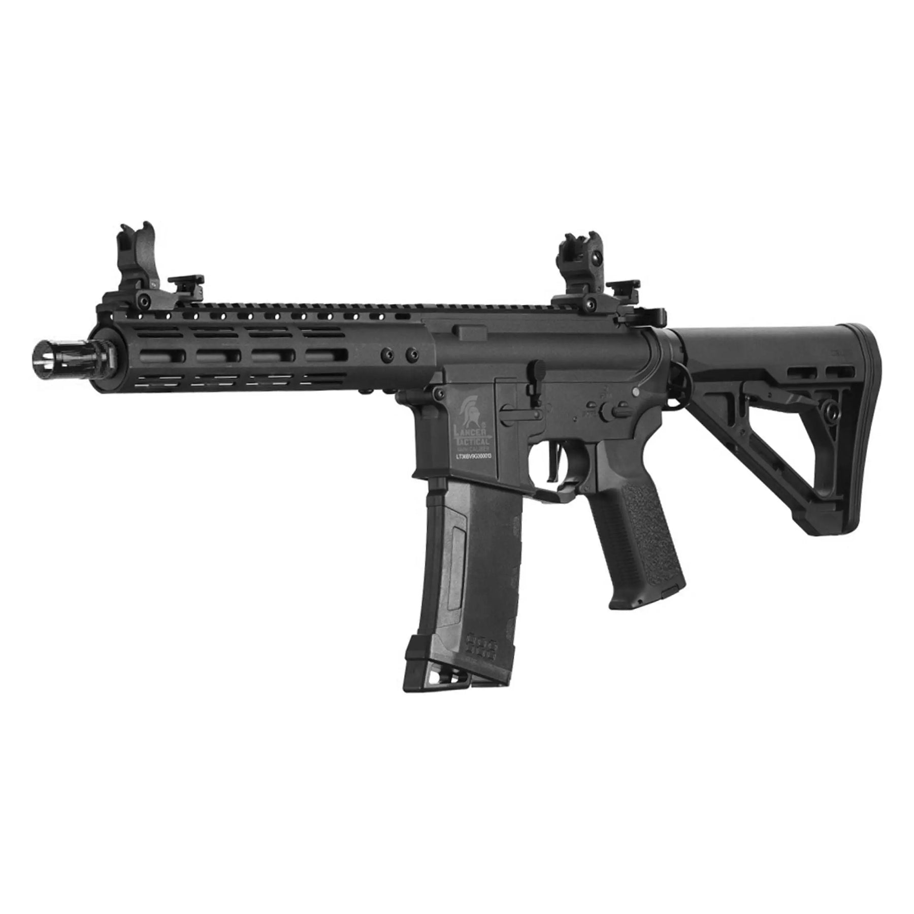 Réplique d'airsoft LT-36 Archon Lancer Tactical Gen 3 Noir avec crosse Delta et garde-main M-LOK de 9 pouces