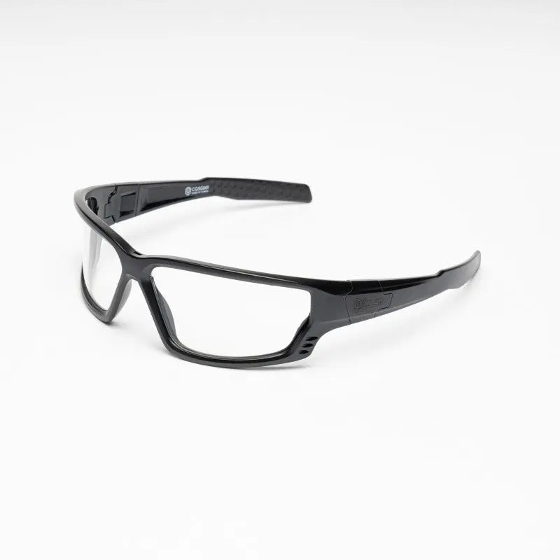 Certifiées CE, lunettes de protection CONQUER ZYPHER noires en polycarbonate avec rembourrage en EVA souple, traitement antibuée et polyvalence d'ajustement.