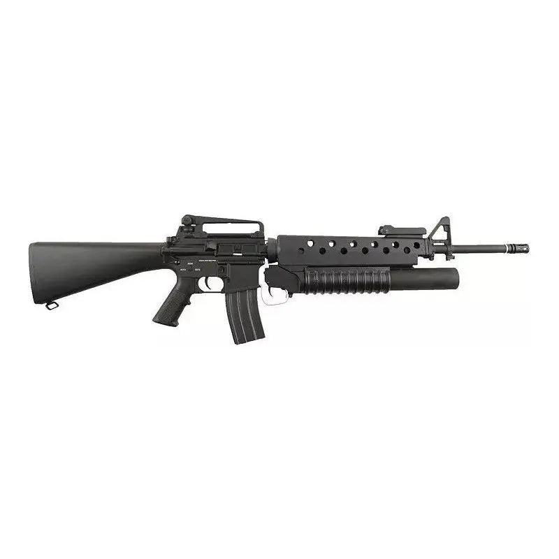 Pack complet M16 AEG 6MM SA-G02 ONE KESTREL NOIRE avec système ETU avancé, ressort interchangeable et lance-grenade inclus.