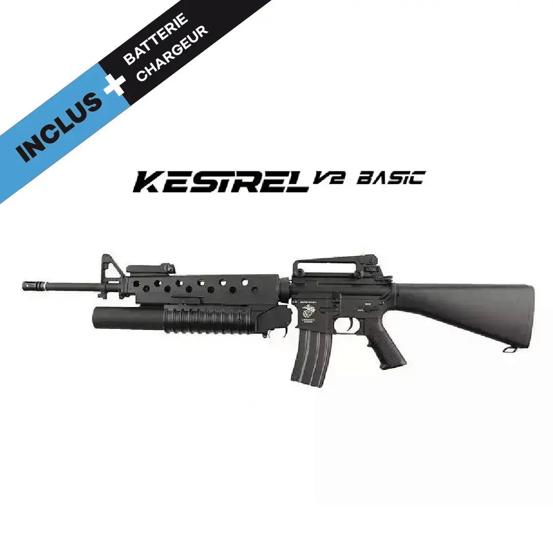 Réplique d'arme M16 AEG 6MM SA-G02 ONE KESTREL NOIRE avec pack complet, système ETU avancé, programmable et doté de nombreuses fonctionnalités de protection.