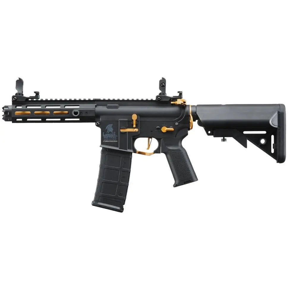AR 15 compact M4 LT-32 Hellion Noir/Gold avec engrenages en acier, moteur torque, canon de précision et batterie incluse