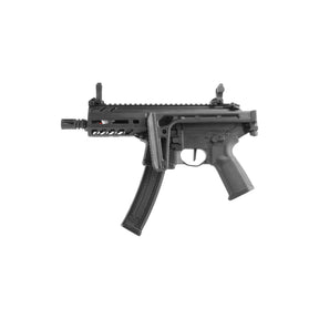 Réplique authentique de la Sub Machine Gun Sig Sauer MPX K en version airsoft avec marquages d'origine et caractéristiques avancées pour une précision optimale