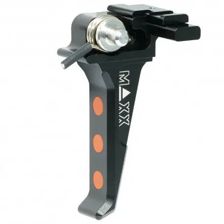 Boîte contenant une détente Maxx Model en aluminium CNC style E noire pour Scorpion EVO-3 avec accessoires inclus