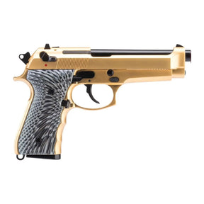 Pistolet à gaz semi / full auto 6mm M92 Eagle Gold WE avec Blow Back, Hop Up réglable, matériaux en métal et grip anti-dérapant