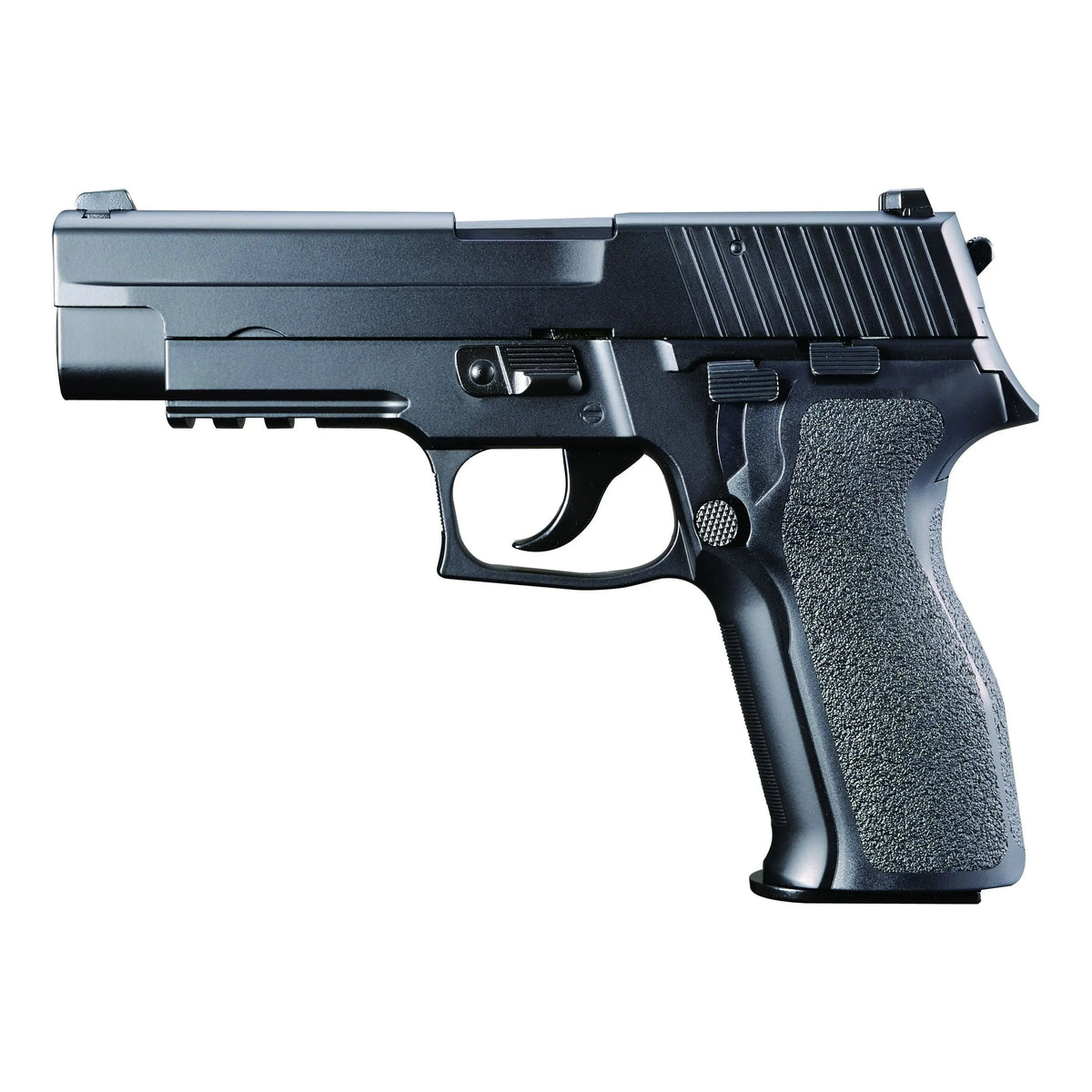 Réplique de pistolet 6mm KJ 226 E2 Gaz KJ Works, inspirée de l'arme suisse, utilisée par des forces spéciales comme les NAVY SEALS, avec un fort effet de