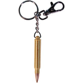Porte-clés en laiton en forme de cartouche en bois, longueur 6 cm, poids 26 g, avec anneau de fixation et mousqueton