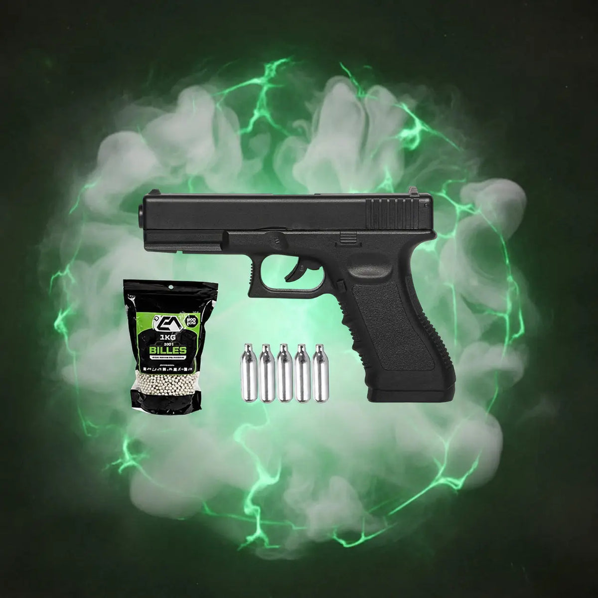 Pack Glock CO2 1.4joules + 5xCO2 + BILLES 6mm