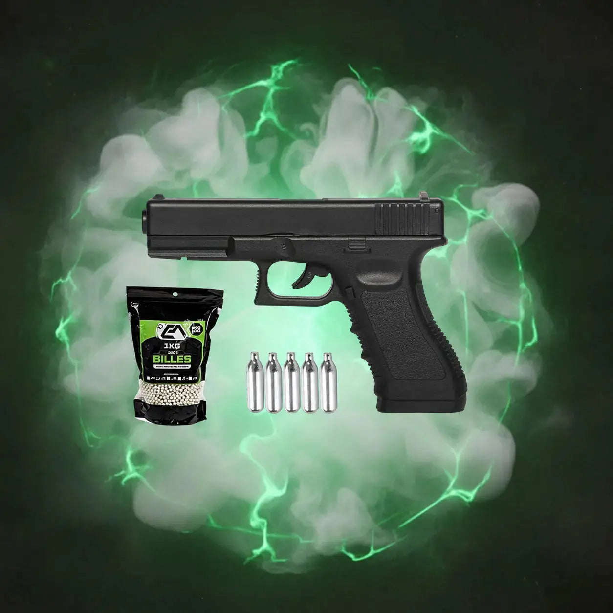 Pack Glock CO2 2 joules + 5xCO2 + BILLES 6mm (Copie)