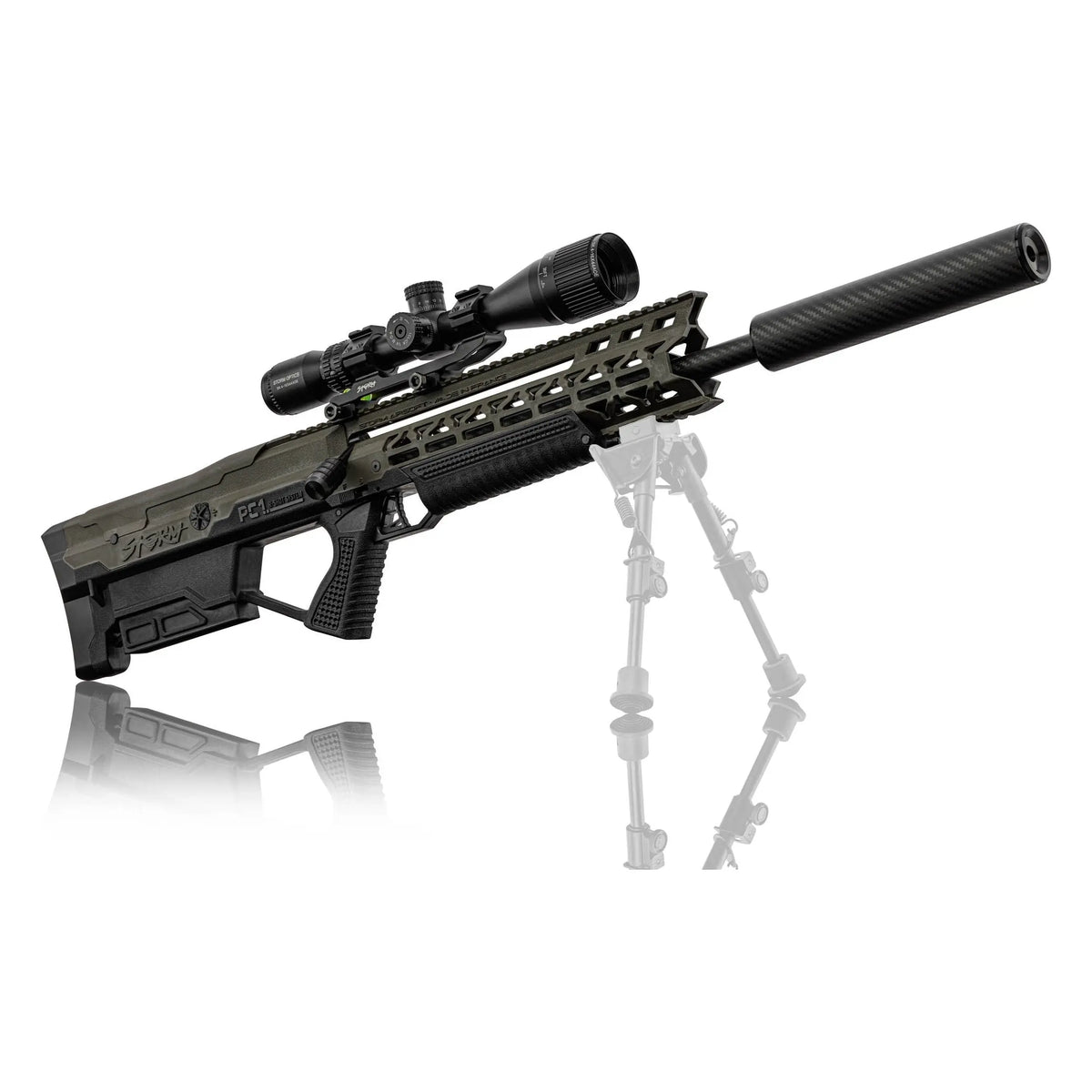 Pack PC1 Storm pneumatique OD Deluxe, réplique de sniper ultra compacte Made in France, équipée du système R-Shot et accessoires inclus.