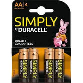 Paquet de 4 piles alcalines AA LR6 1,5 volt Duracell pour usage intensif