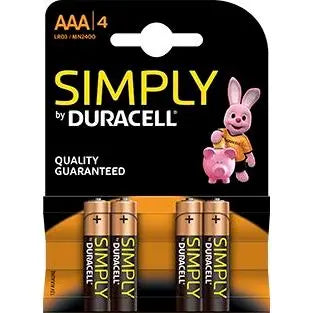 Pack de 4 piles alcalines AAA LR03 1,5 volt Duracell pour appareils énergivores comme lampes et radios