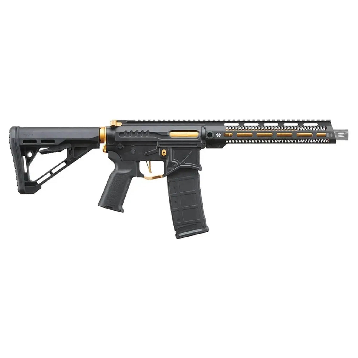 R15 mod 1 Zion Arms Gold avec garde main long, réplique à l'échelle 1:1, équipée d'un mosfet Nebula, garde-main M-LOK 10 pouces et