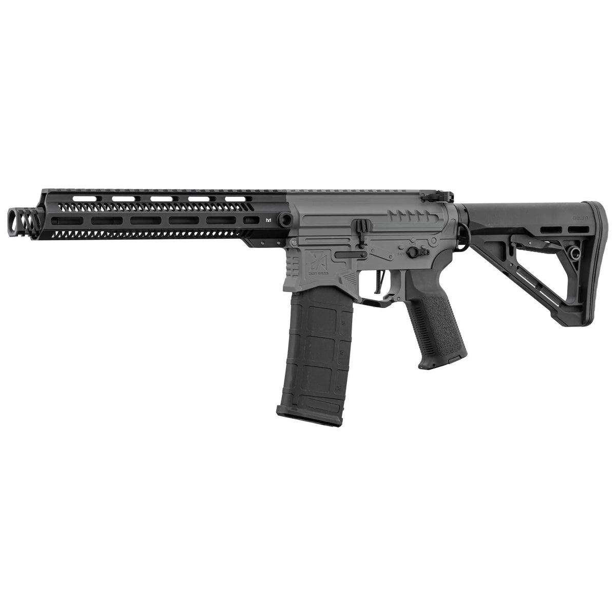 R15 mod 1 Zion Arms en gris avec un long garde-main, une réplique réaliste et performante équipée d'un mosfet Nebula