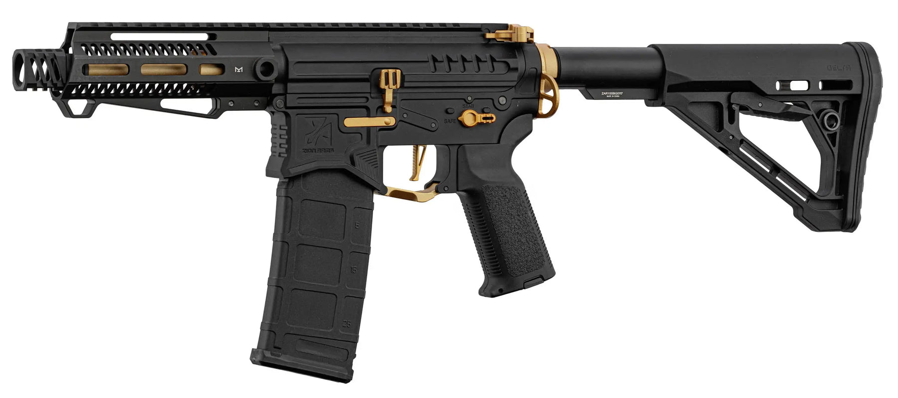 R15 mod 1 Zion Arms noire et or garde main court
