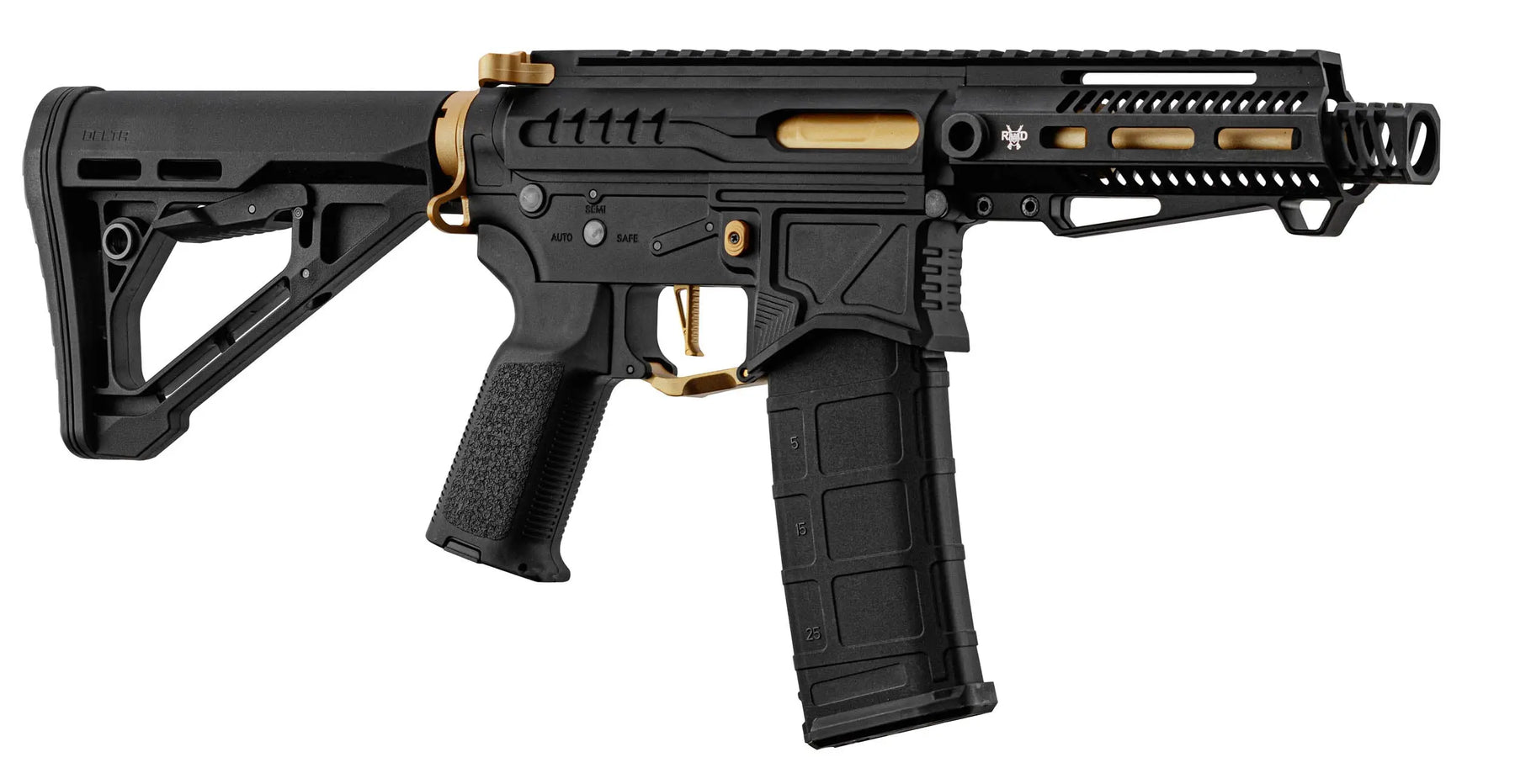 R15 mod 1 Zion Arms noire et or garde main court