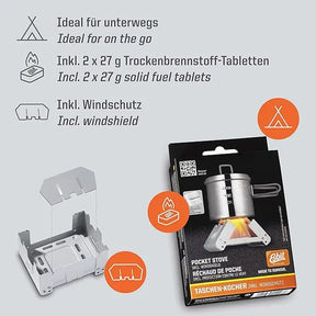 Compact et robuste réchaud de camping BW ESBIT avec combustible sec, facile à monter et à transporter, idéal pour la cuisson en plein air