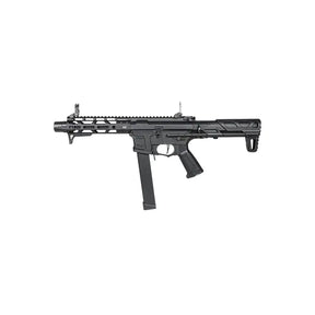 Réplique longue 6mm ARP9 2.0 noir G&G avec un garde main M-LOK, une poignée pistolet ergonomique, un cache flame type amplificateur et une c