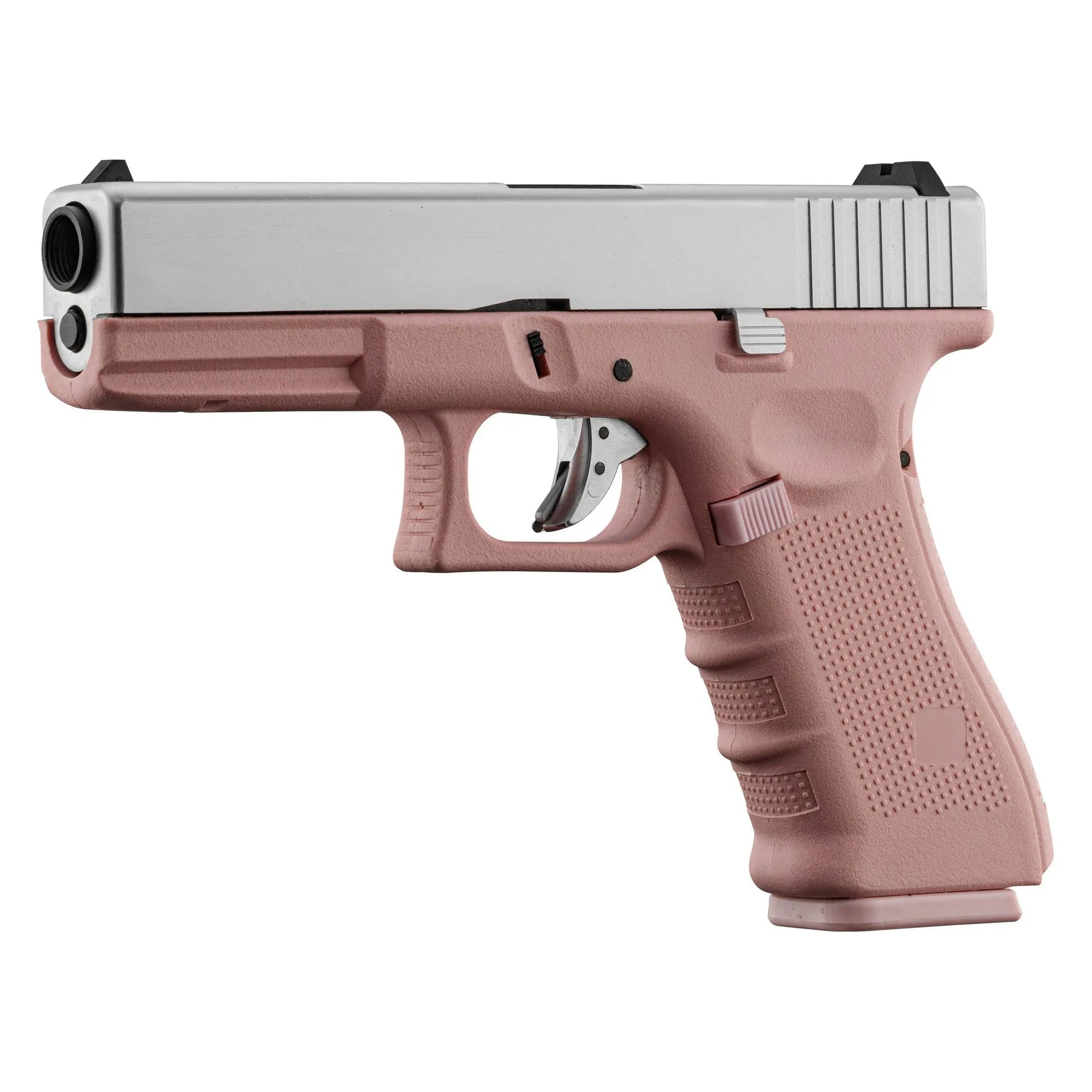 Raven EU7 Rose/Silver pistolet Glock custom avec culasse Aluminium et frame polymère rose