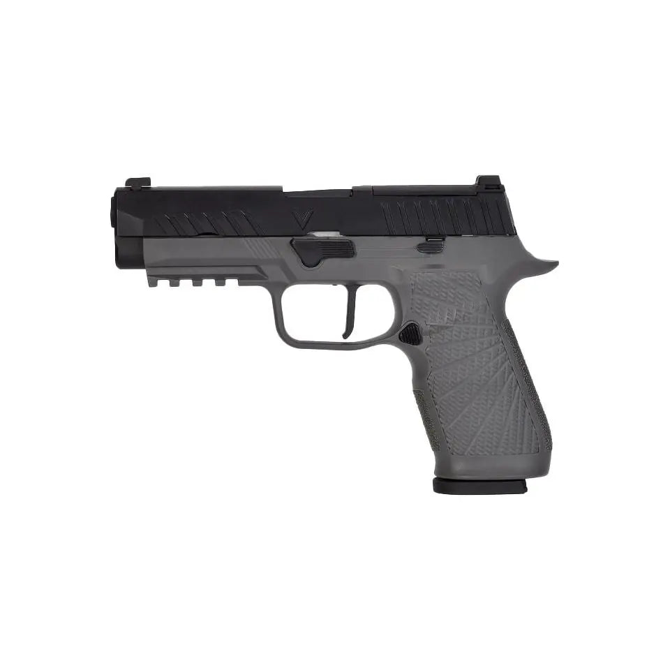 Réplique GBB Stark ARMS SA320 grise avec culasse métallique, frame polymère renforcé, et commandes ambidextres