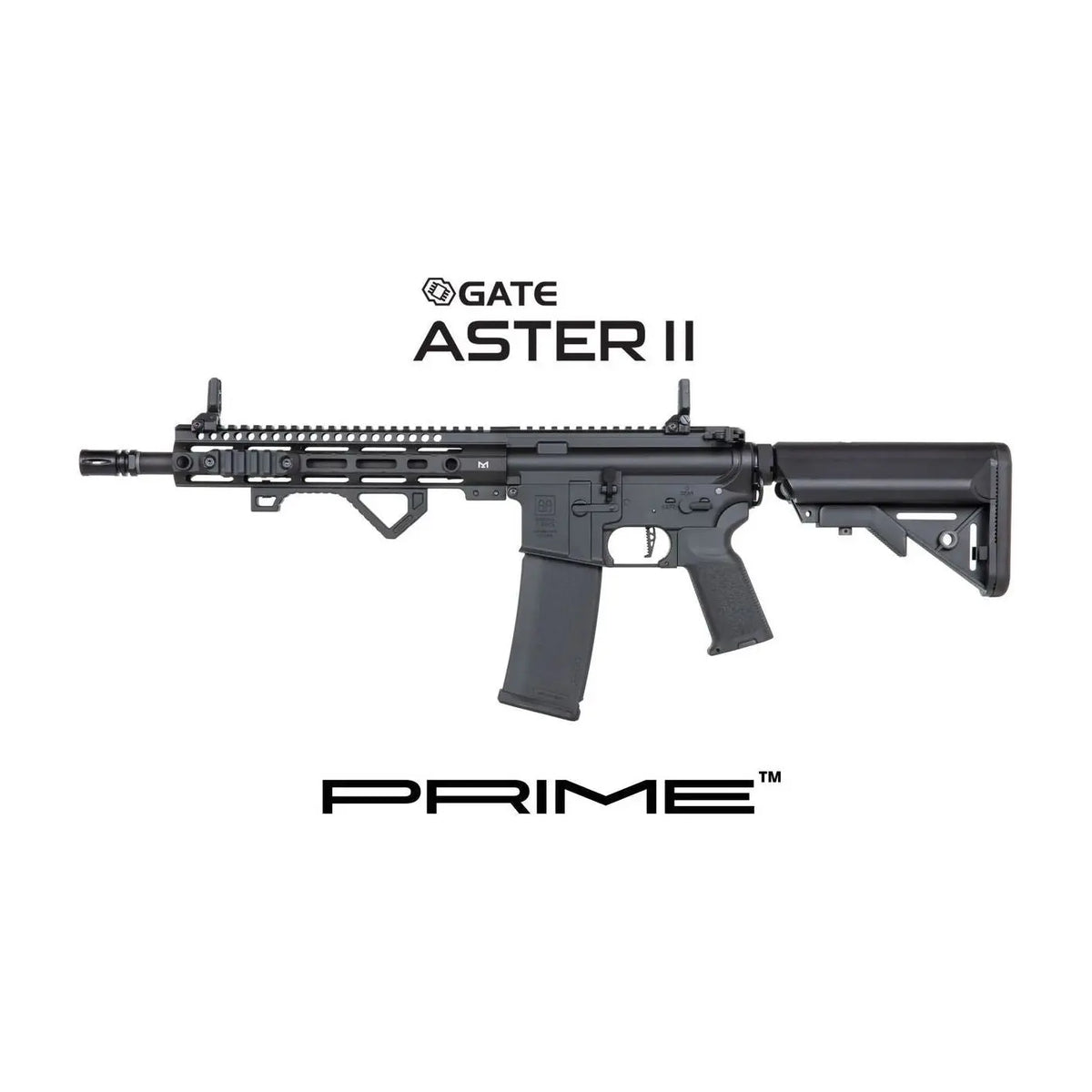 Réplique SA-P20 ASTER II NOIRE de haute performance par Specna Arms avec Mosfet Gate Aster 2, moteur Brushless et pièces CNC pour une expérience de jeu incomparable.