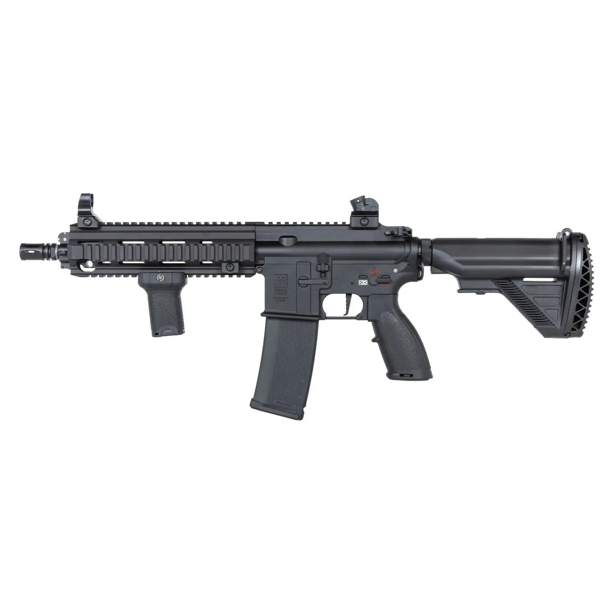 Specna Arms SA-PH20 PRIME HAL airsoft carabine noire, avec moteurs brushless et nouveaux internes de la série Prime, offrant des performances et une qualité élevées pour les joueurs d'air
