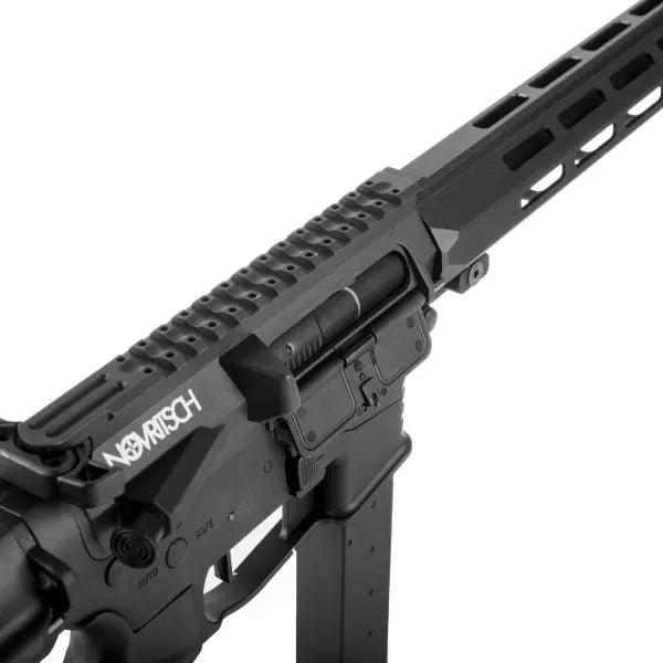 SSR9 AEG Rose Novritsch airsoft gun with programmable electronic trigger unit, high-speed gears, and advanced internal parts, available in three colors.