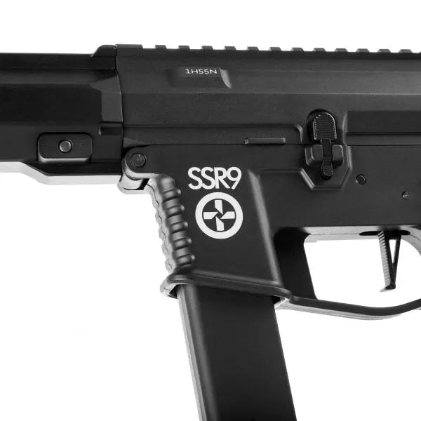 SSR9 AEG Rose Novritsch airsoft gun with programmable electronic trigger, high-speed gears, available in multiple colors, precision barrel and advanced internal parts. Designed in Vienna, Austria.