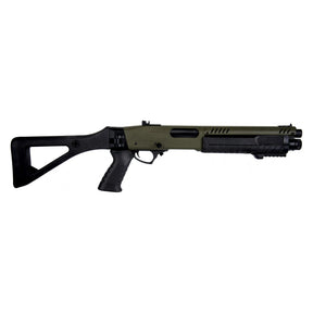 Meilleur fusil à pompe du marché FABARM STF12 initial OD Gaz avec corps en métal, crosse rétractable, mode de tir multiple et rail picatinny.