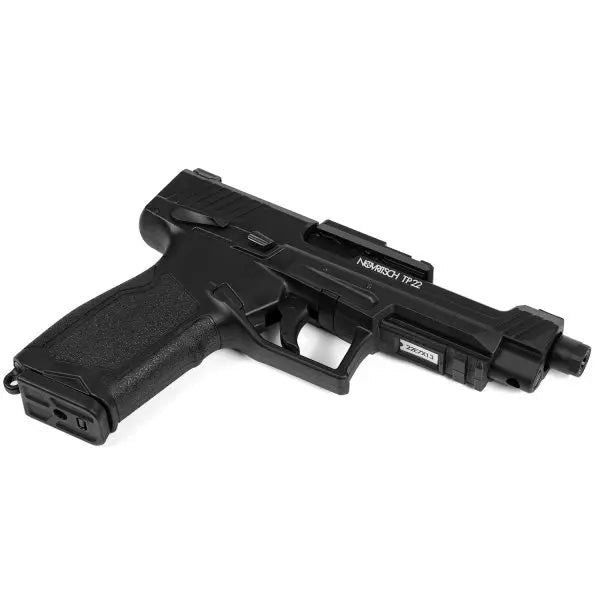 Pistolet à gaz à culasse mobile GBB TP22 Novritsch avec caractéristiques comme semi/full auto, canon extérieur fixe antichute, réglage hop-up supérieur facile d'accès, glissière