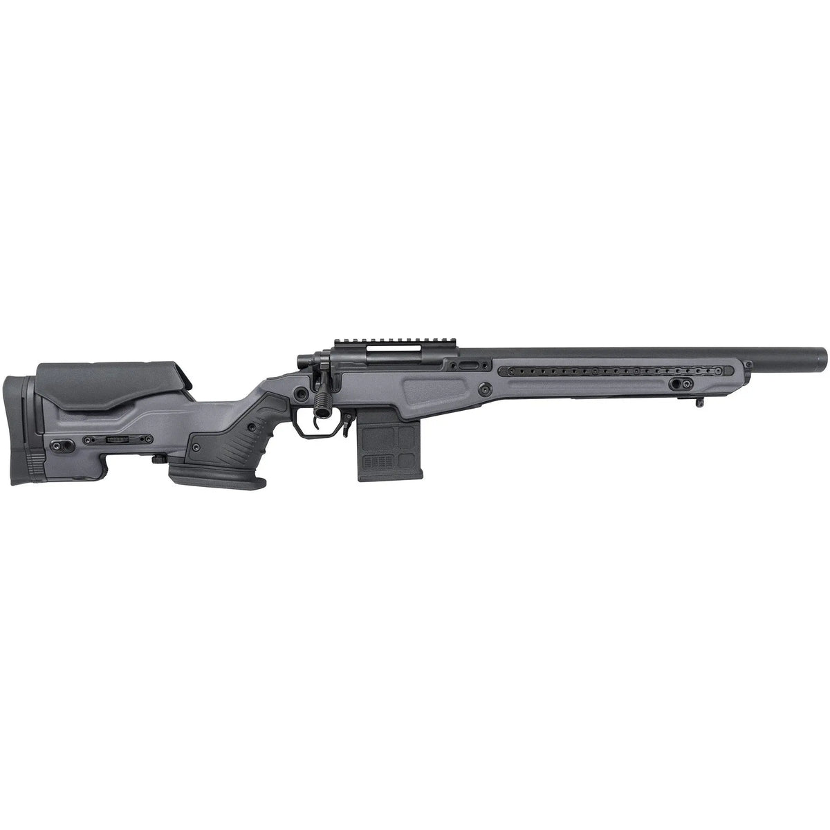 Alt SEO : Réplique AAC T10 Short Grey 0,8J - Design agressif, customisable, compatible VSR10, en métal et nylon, hop-up réglable, canon 6.03x300mm, 90m