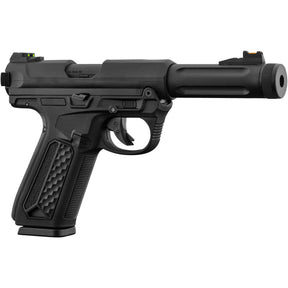 "Réplique AAP-01 Assassin noire, semi & full auto, culasse mobile, corps polymère, canon métal, chargeur 23 coups, hop-up réglable, 230mm, 231g."