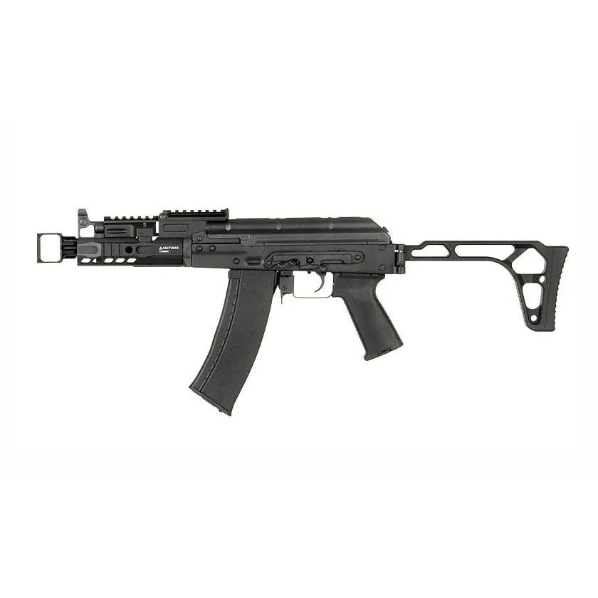 "AK74U Custom full métal avec hop-up réglable, canon interne 6,01 x 280mm, et gearbox V3 renforcée."