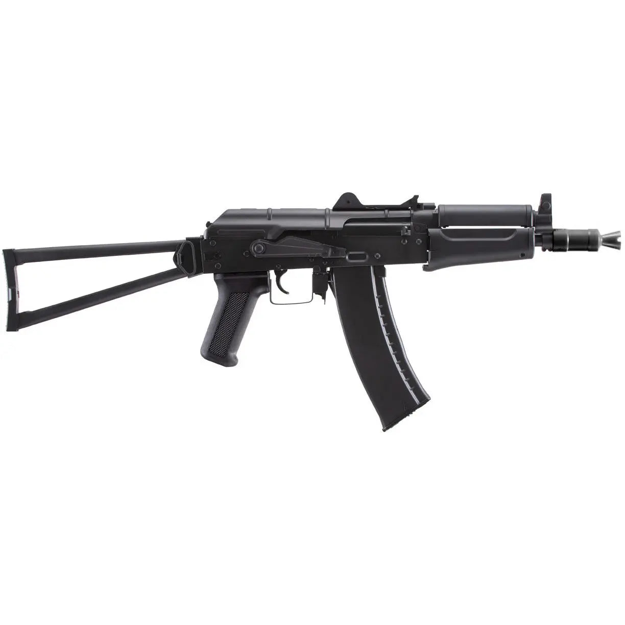 Balise alt SEO : Réplique AKS-74U noir avec gearbox V3 métal, hop-up ajustable, crosse repliable et chargeur Hi-cap 400 billes.