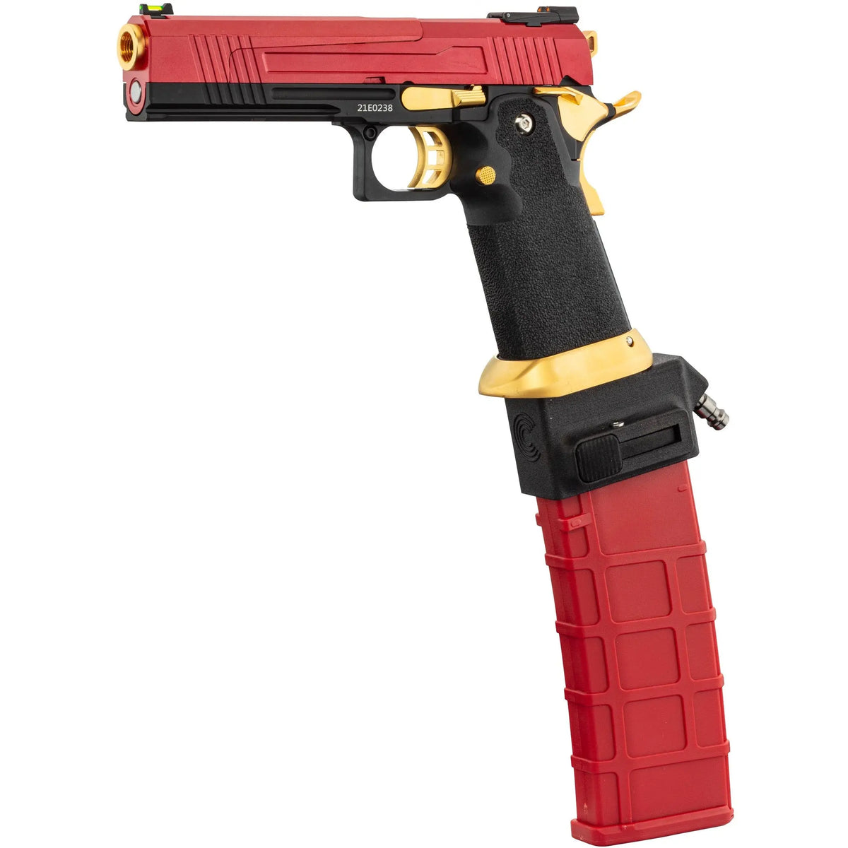 Adaptateur HPA pour chargeur M4 sur Hi-Capa, compatible AW Custom, Tokyo Marui, WE; idéal Speedsoft, en nylon résistant, fabriqué en Belgique.