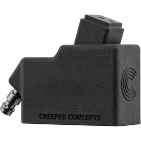 Adaptateur HPA pour chargeur M4 compatible Hi-Capa series, idéal pour Speedsoft et AirQB, fabriqué en 3D en Belgique, disponible avec raccord US ou EU.