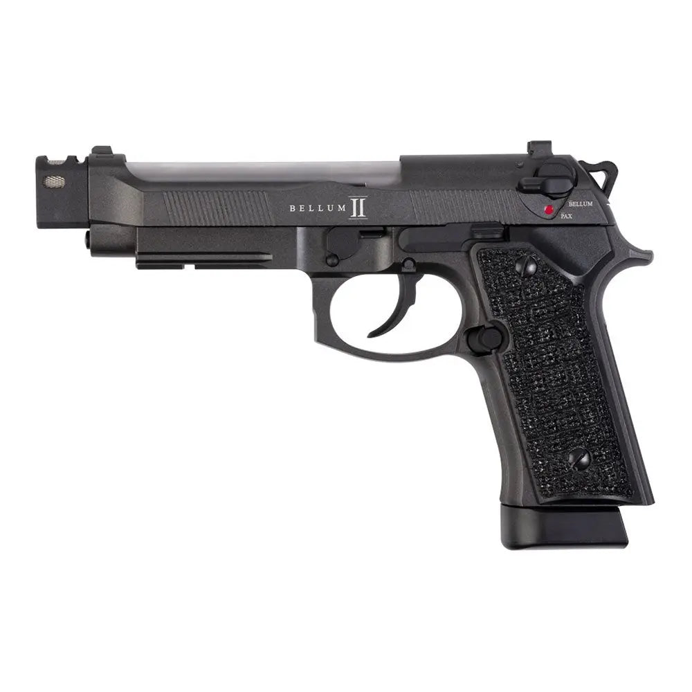 BELLUM Custom II SECUTOR Co2 airsoft gun with blow back, hop up, 1130g weight, 225mm length, full metal, 300 FPS, 25 rounds magazine, CO2 charger and compensator included