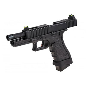 EU7 VORSK Noir, Glock custom avec culasse aluminium noire et frame polymère, chargeur gaz 26 billes, canon externe torsadé, et compatible CO2