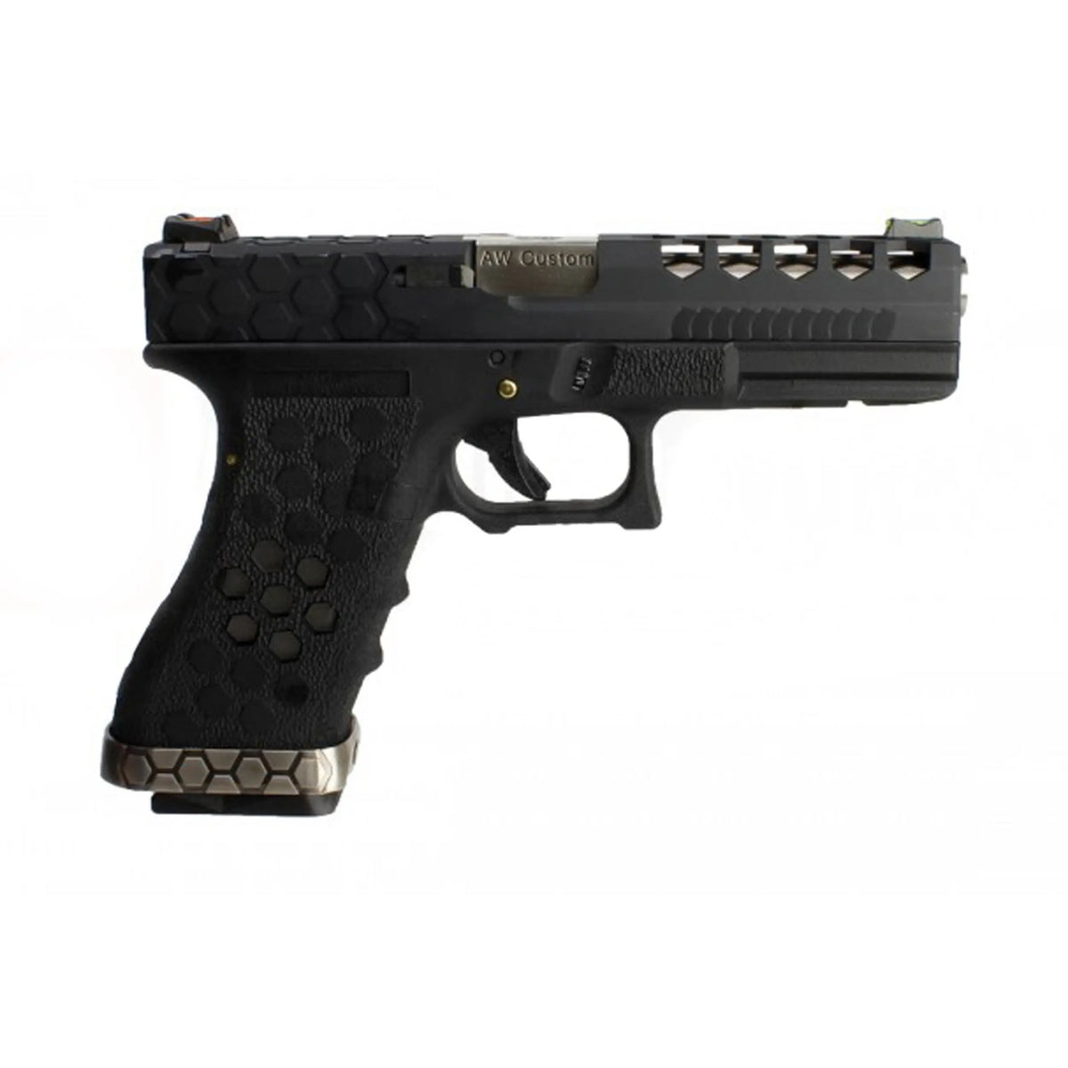 GBB VX0101 hex cut Noir, pistolet blowback avec design hexagonal, culasse métal silver et frame polymère noir