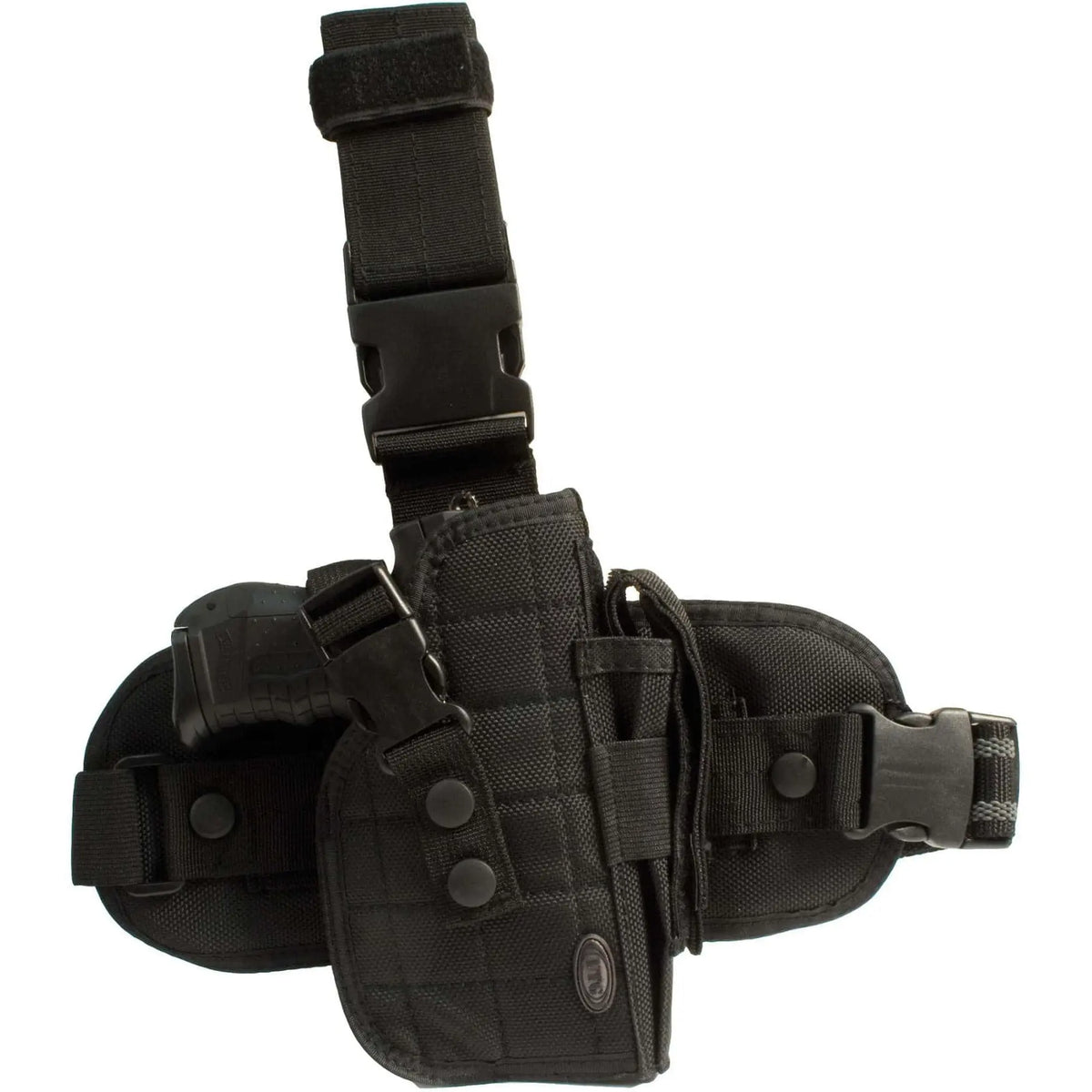 Polyester 600D droitier cuisse holster avec clips et poche additionnel pour chargeur