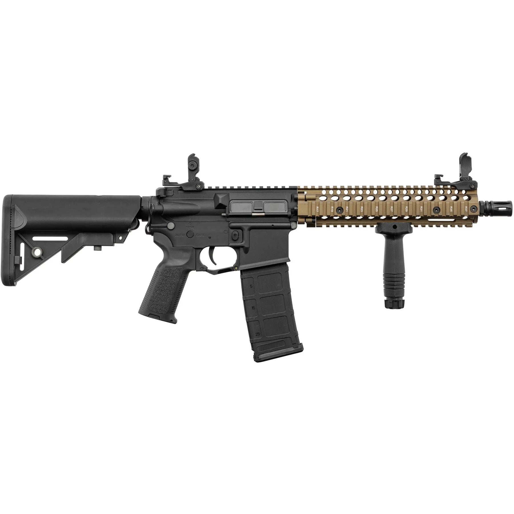 Réplique de MK18 LT-18 GEN2 en noir-tan avec pack complet, comprenant une batterie 9,6V 1600mAh et un chargeur automatique.