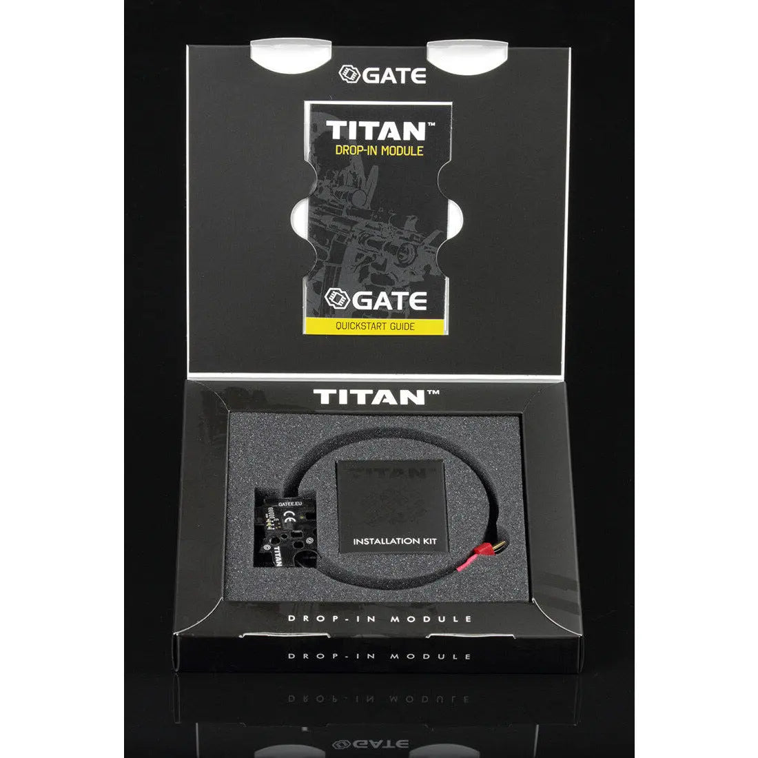Mofet Basic module TITAN GATE V2 avec câblage arrière pour répliques airsoft, compatible avec le kit TITAN Complete Set et configurable via l'application GATE Control Station