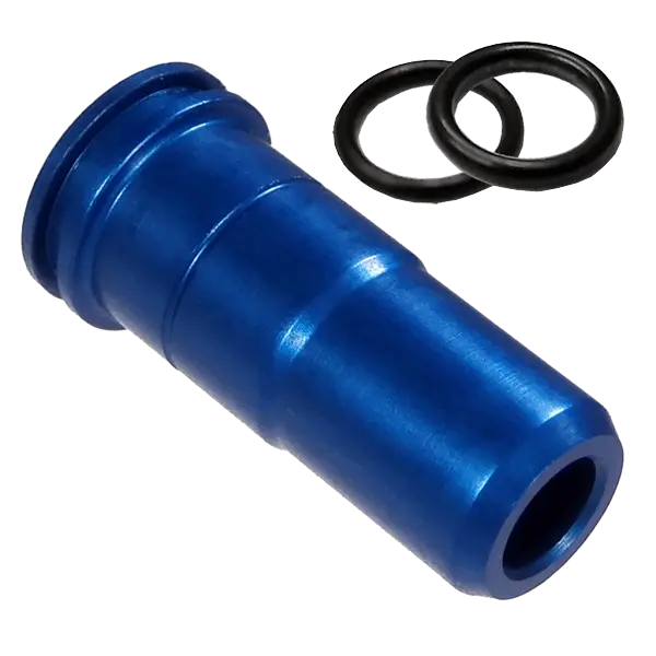 Nozzle en ERGAL pour AK47/74 avec O-Ring étanche, travaillé en CNC, compatible avec répliques AK47/74, assure uniformité et précision des coups, fabriqué en Italie