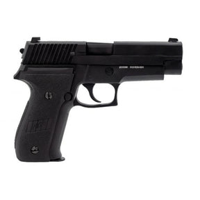 Raven R226 noir GBB, pistolet semi-auto avec carcasse métallique, plaquettes en plastique noir, et canon externe noir.