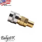 Coupleur femelle 1/8 NPT male US Balystik pour ligne d'alimentation HPA, avec raccord 2 en 1 et fonction de coupure d'air automatique